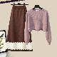 ピンク/セーター+コーヒー/スカート