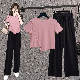 ピンク/Tシャツ+ブラック／パンツ