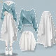 ホワイト/シャツ+ブルー/セーター+ホワイト/スカート