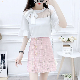 ホワイト半袖/シャツ+ピンク/スカート
