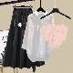ピンク/タンクトップ＋ホワイト/シャツ＋ブラック/スカート