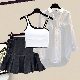 ホワイト/キャミソール+ホワイト/シャツ+ブラック/スカート