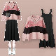 ピンク/セーター+ブラック/ワンピース