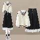アイボリー/ベスト+ホワイト/シャツ+ブラック01/スカート