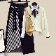 イエロー/ベスト+ホワイト/シャツ+ブラック/スカート