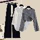 グレー/セーター+ホワイト/シャツ+ブラック/パンツ