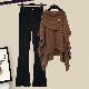 キャメル/セーター+ブラック/パンツ