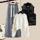ブラック/ベスト+ホワイト/セーター+グレー/パンツ